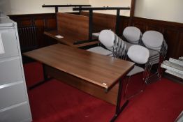 *Six Meeting Room Table in Dark Oak Finish on Black Steel Frames