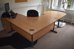 *Light Beech Effect & Grey Executive Office Table with Standalone Three Drawer Unit