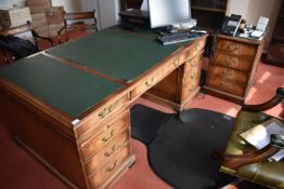 *Reproduction Mahogany Partners Desk with Inlet Leather Top, plus Matching Filing Unit