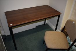 *Office Side Table in Dark Oak Finish on Tubular Legs