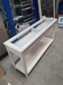 * white console table with compartment and undershelf - 1330w x 370d x 770h