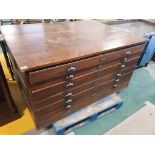 * Edwardian plans chest with drawer name plates - 1500w x 1090d x 880h