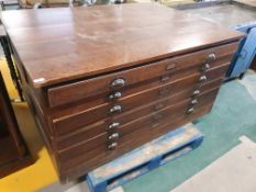 * Edwardian plans chest with drawer name plates - 1500w x 1090d x 880h