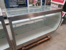 * glass fronted shop counter with shelf and drawers with edge - 1600w x 700d x 980h