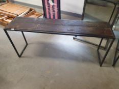 * Mid-level industrial display table with rustic top - 1400w x 350d x 600h