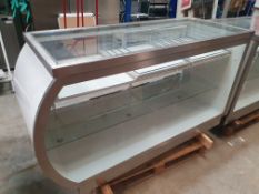 * glass fronted shop counter with shelf and drawers with edge - 1600w x 700d x 980h