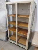 * metal medicine cabinet with wooden shelves - 950w x 450d x 1800h