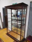 * Edwardian antique shop display unit - with mirrored back panel and glass sides and shelves.
