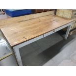* rustic farmhouse table with drawer - 1980w x 890d x 780h