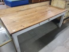 * rustic farmhouse table with drawer - 1980w x 890d x 780h