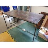 * industrial display table with rustic top - 1500w x 850d x 800h