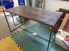 * industrial display table with rustic top - 1500w x 850d x 800h