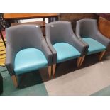 * 3 x grey and turquoise tub chairs