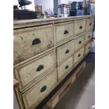 *Superb 12 Drawer Pine Unit in Original Condition with Original Paint 1940w x 630d x 910h