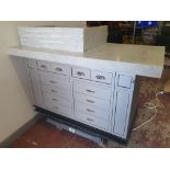 * Marble topped shop counter (with addition return to make into L-shaped counter) complete with