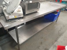 * S/S prep bench with upstand to rear and right with unddershelf - 2400w x 750d x 900h