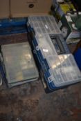 *Three Electrician’s Components Trays and a Toolbox of Various Components, and Hand Tools (salvage)