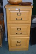 Wooden Three Drawer Filing Cabinet with Key