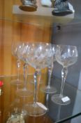 Set of Six Etched Hoch Glasses