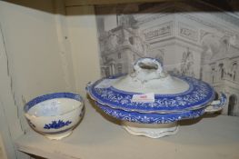 Blue & White Pottery Tea Bowl, and a Tureen