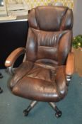 Distressed Leather Swivel Chair