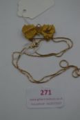 9k Gold Chain ~4.1g plus Gold Plated Brooch