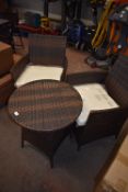 *Rattan Circular Table with Two Matching Easy Chairs (no glass) (salvage)