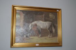 Reproduction Print of a Horse Scene after E. Volke