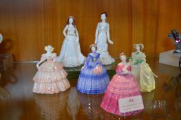 Six Coalport Miniature Figurines