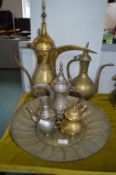 Eastern Brass and Metal Teapots and Trays etc.