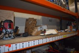 *Contents of Shelf to Include Clarke Underbody Seal Guns, Pressure Switches, Spray Guns, Routers,