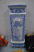 Blue & White Chinese Style Pot and Stand