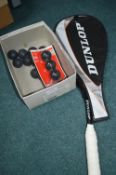 Dunlop Squash Racket and Practice Balls