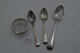 Three Hallmarked Sterling Silver Spoons, and a Sil