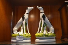 Pair of Staffordshire Harehound Figures by Kent (one AF)