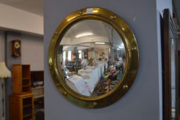 Convex Brass Framed Mirror