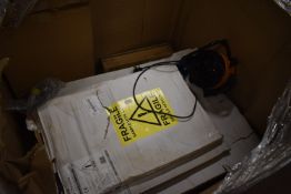 *Box of Assorted Towel Radiators, Electric Heater, and a Tile Cutter (salvage)
