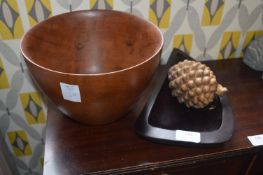 Two Wooden Bowls and a Pinecone