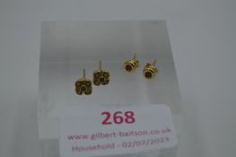 Two Pairs of 9k Gold Ear Studs ~1.25g gross