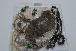 Vintage Costume Jewellery Necklaces, Clip on Earri