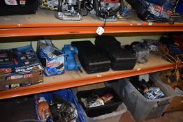 *Contents of Shelf to Include Various Clarke and Other Electric Tools, Chainsaws, Pneumatic Impact