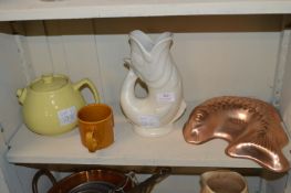 Dartmouth Devon Pottery Guggle Jug plus Denby Teap