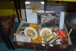 Vintage Suitcase and Contents Including Mirrors, P