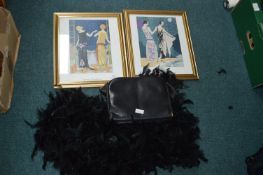 Deco Prints, Handbag, and Ostrich Feather Boa