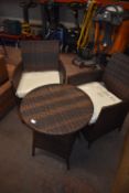 *Rattan Circular Table with Two Matching Easy Chairs (no glass) (salvage)