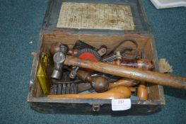 Small Wooden Toolbox and Vintage Tools