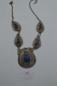 Indian Silver Necklace with Lapis Lazuli, Turquois