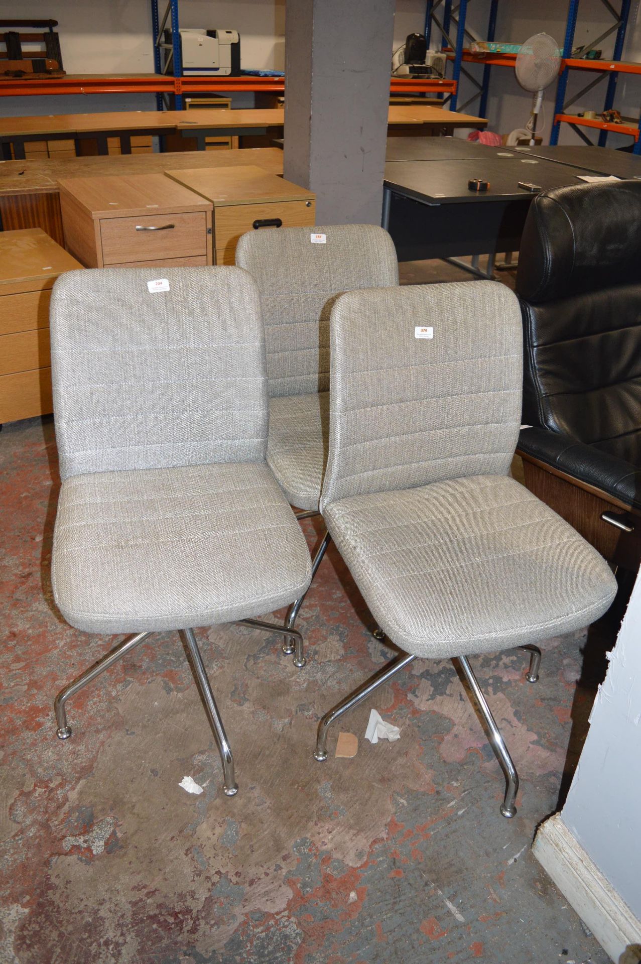 *Contemporary Style Chrome Framed Reception Chair with Upholstered Seat & Back