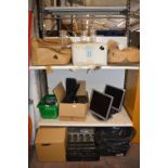 Contents of Shelves to Include Monitors, Keyboards, Jugs, Glasses, etc.