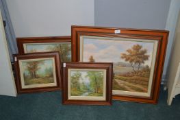 Four Framed Oil on Canvas Landscapes
